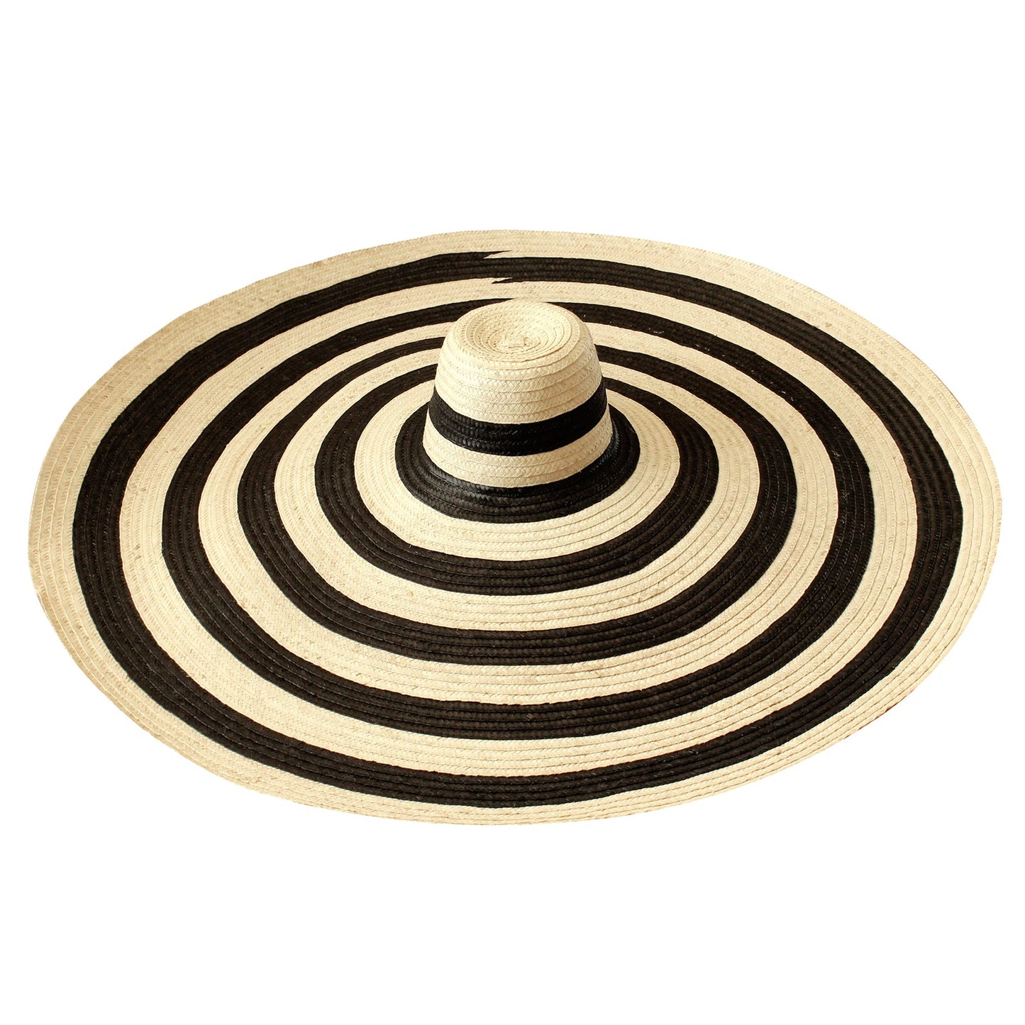 The Solana Oversized Striped Straw Hat in Black & Natural